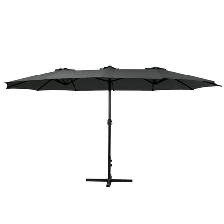 Instahut Centre Post Outdoor Umbrella with Tilt — UV50 Plus Dodecagon, Beige or Black — Allure Home Collections
