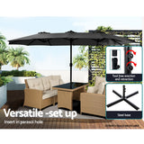 Instahut Centre Post Outdoor Umbrella with Tilt — UV50 Plus Dodecagon, Beige or Black — Allure Home Collections