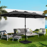Instahut Centre Post Outdoor Umbrella with Tilt — UV50 Plus Dodecagon, Beige or Black — Allure Home Collections