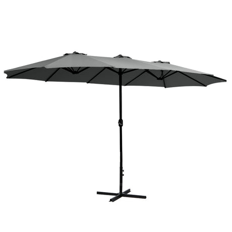 Canungra charcoal outdoor umbrella in an outdoor setting