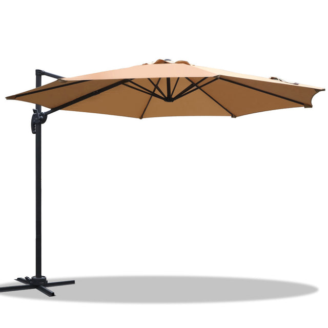 Instahut 3m Cantilever Umbrella with 360 Degree Tilt — UPF 50 Plus, Beige, Black or Grey — Allure Home Collections