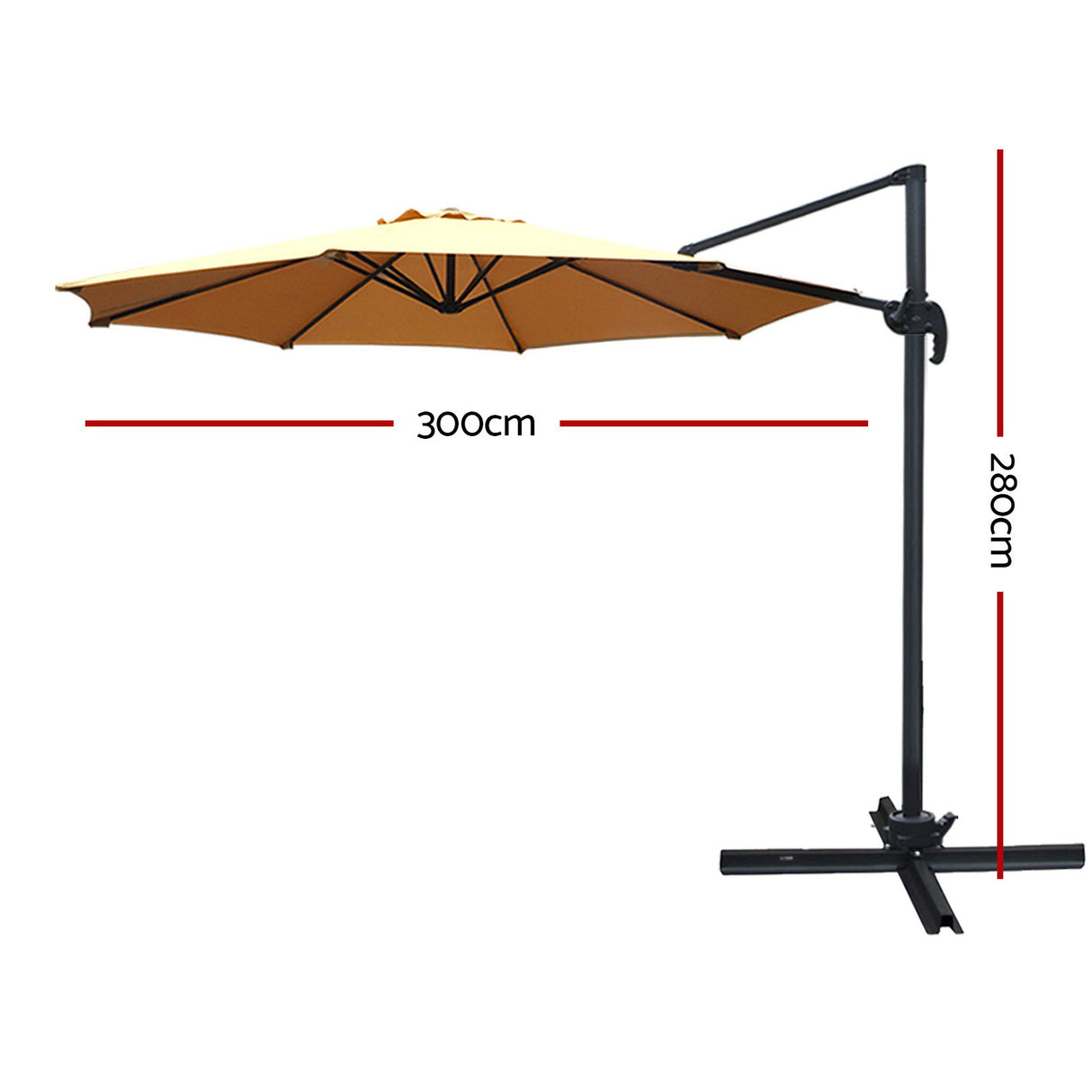 Instahut 3m Cantilever Umbrella with 360 Degree Tilt — UPF 50 Plus, Beige, Black or Grey — Allure Home Collections