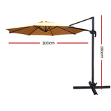 Instahut 3m Cantilever Umbrella with 360 Degree Tilt — UPF 50 Plus, Beige, Black or Grey — Allure Home Collections