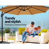 Instahut 3m Cantilever Umbrella with 360 Degree Tilt — UPF 50 Plus, Beige, Black or Grey — Allure Home Collections