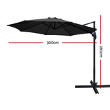 Instahut 3m Cantilever Umbrella with 360 Degree Tilt — UPF 50 Plus, Beige, Black or Grey — Allure Home Collections