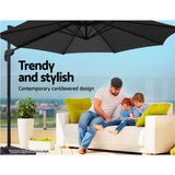 Instahut 3m Cantilever Umbrella with 360 Degree Tilt — UPF 50 Plus, Beige, Black or Grey — Allure Home Collections