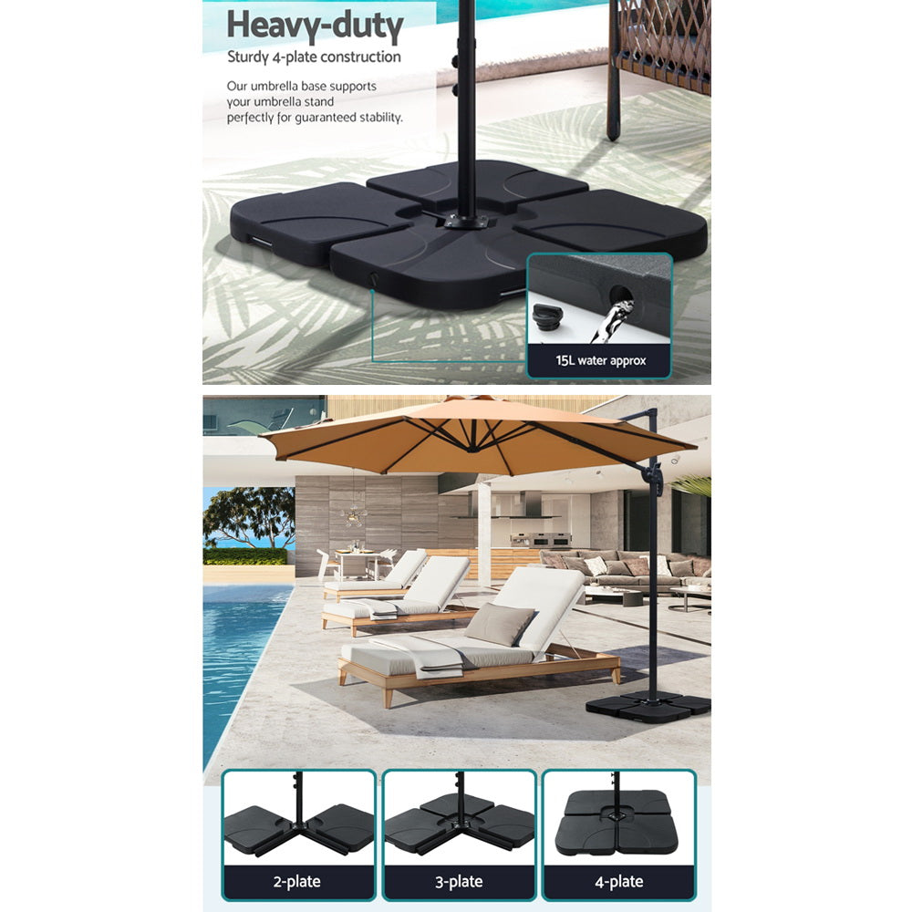 Instahut Cantilever Umbrella with Base and 360 Degree Tilt — UPF 50 Plus, Multiple Colours — Allure Home Collections