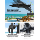 Instahut Cantilever Umbrella with Base and 360 Degree Tilt — UPF 50 Plus, Multiple Colours — Allure Home Collections