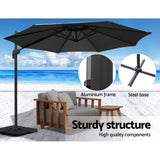 Instahut Cantilever Umbrella with Base and 360 Degree Tilt — UPF 50 Plus, Multiple Colours — Allure Home Collections