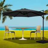 Instahut Cantilever Umbrella with Base and 360 Degree Tilt — UPF 50 Plus, Multiple Colours — Allure Home Collections