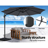 Instahut Cantilever Umbrella with Base and 360 Degree Tilt — UPF 50 Plus, Multiple Colours — Allure Home Collections