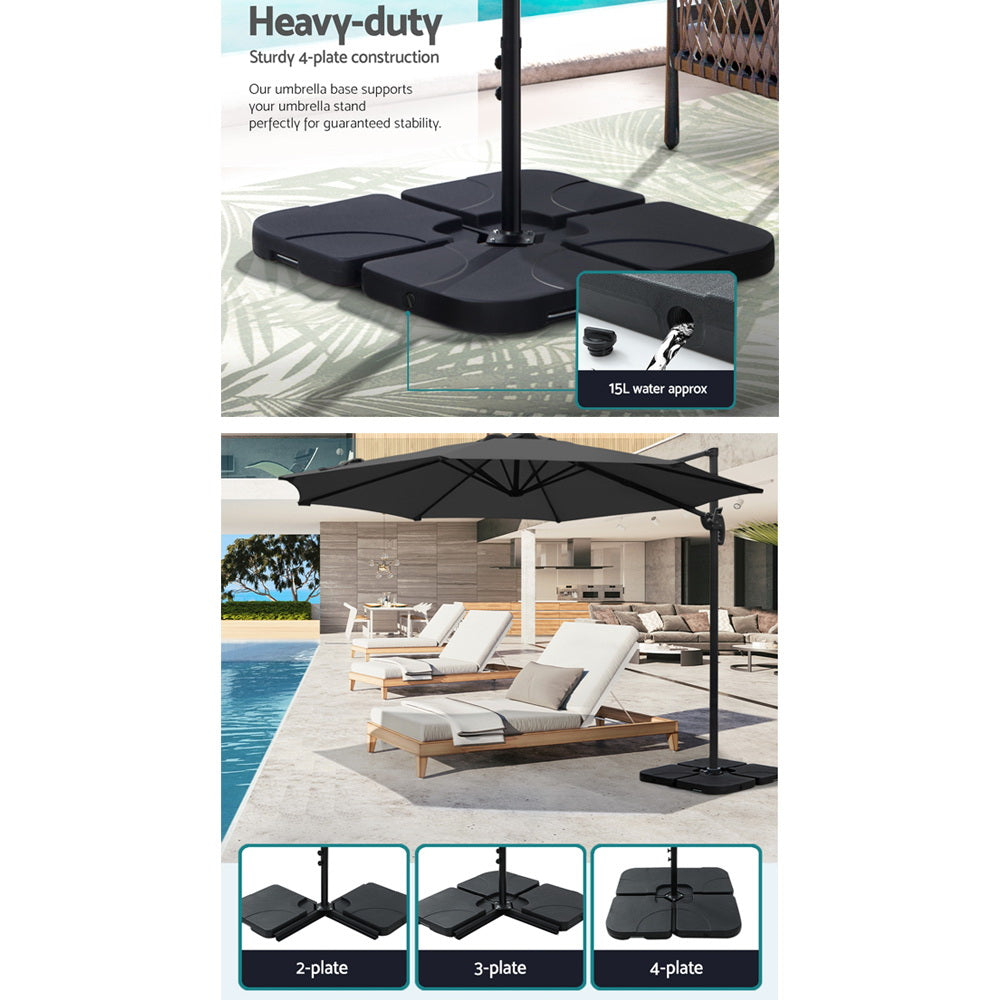 Instahut Cantilever Umbrella with Base and 360 Degree Tilt — UPF 50 Plus, Multiple Colours — Allure Home Collections