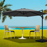 Instahut Cantilever Umbrella with Base and 360 Degree Tilt — UPF 50 Plus, Multiple Colours — Allure Home Collections