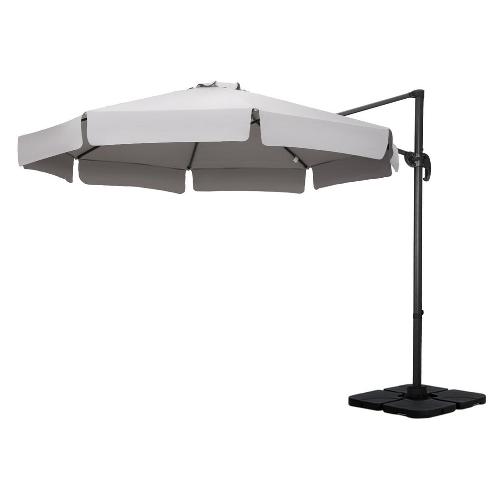 Instahut Cantilever Umbrella with Base and 360 Degree Tilt — UPF 50 Plus, Multiple Colours — Allure Home Collections