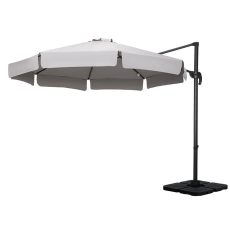 Instahut Cantilever Umbrella with Base and 360 Degree Tilt — UPF 50 Plus, Multiple Colours — Allure Home Collections