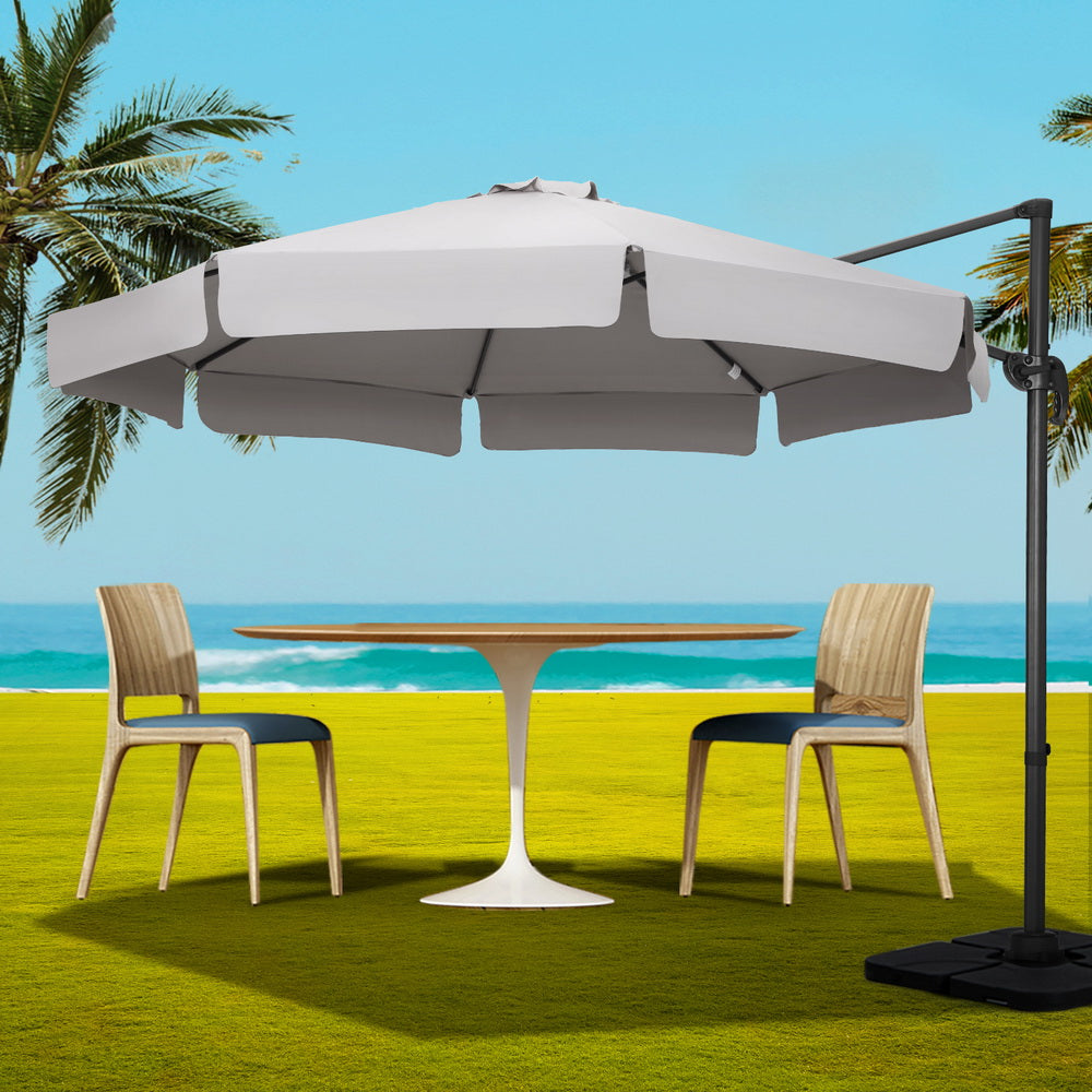 Instahut Cantilever Umbrella with Base and 360 Degree Tilt — UPF 50 Plus, Multiple Colours — Allure Home Collections