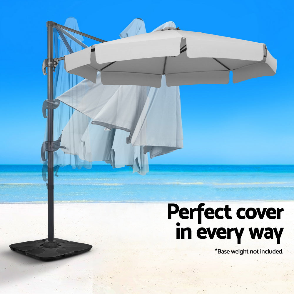 Instahut 3m Cantilever Umbrella with 360 Degree Tilt — UPF 50 Plus, Beige, Black or Grey — Allure Home Collections