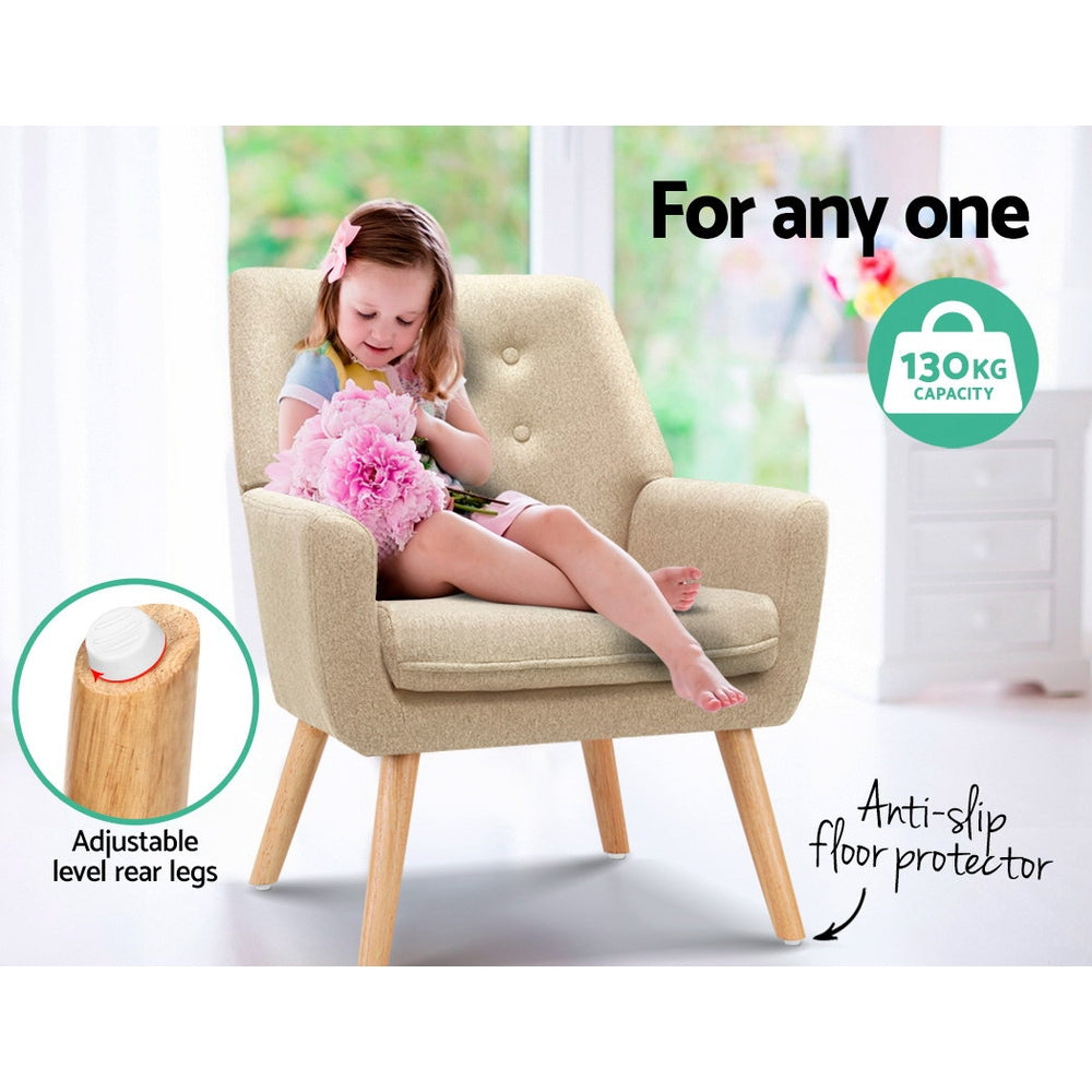 Artiss Anne Beige Linen Fabric Armchair