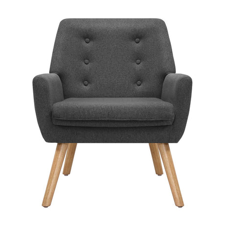 Artiss Anne Charcoal Linen Fabric Armchair