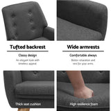 Artiss Anne Charcoal Linen Fabric Armchair