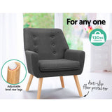 Artiss Anne Charcoal Linen Fabric Armchair