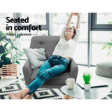 Artiss Grey Charcoal Linen Armchair with Tufted Design