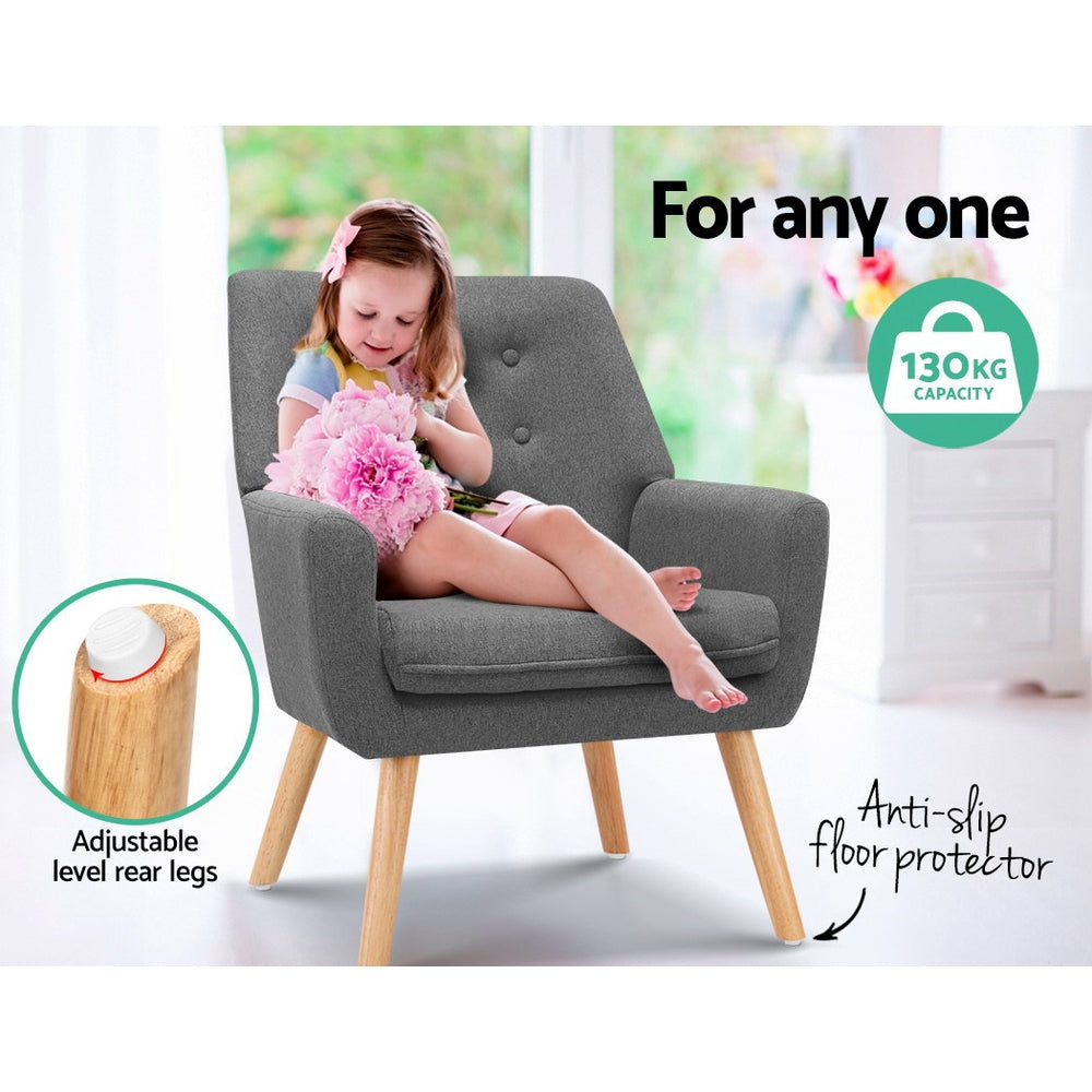 Artiss Grey Charcoal Linen Armchair with Tufted Design
