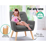 Artiss Grey Charcoal Linen Armchair with Tufted Design