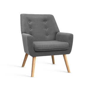 Leura grey faux linen accent chair in a modern living room