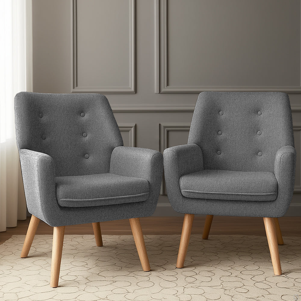 Leura Accent Chair 2pcs, Grey