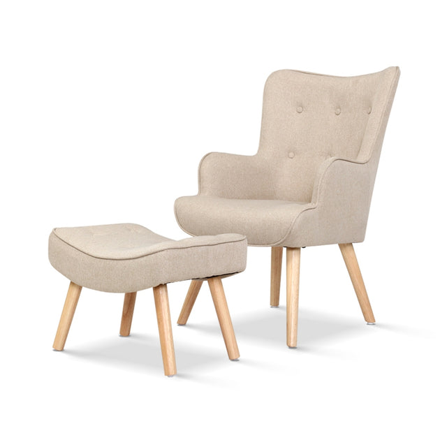 Lansar Armchair Set with Ottoman - Modern Scandinavian Elegance in Various Colors