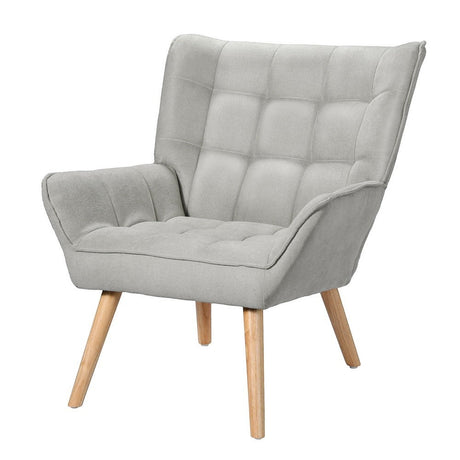 Bell grey faux linen accent chair in a modern living room