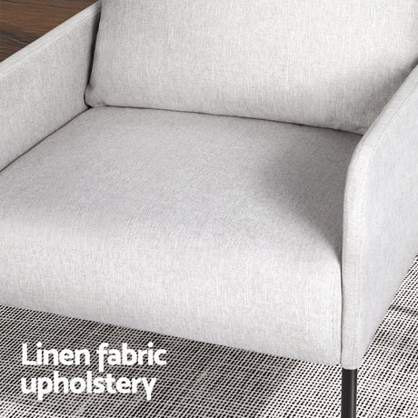 Artiss Grey Fabric Accent Armchair with Cushioned Seat