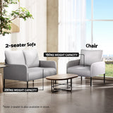 Artiss Grey Fabric Accent Armchair with Cushioned Seat