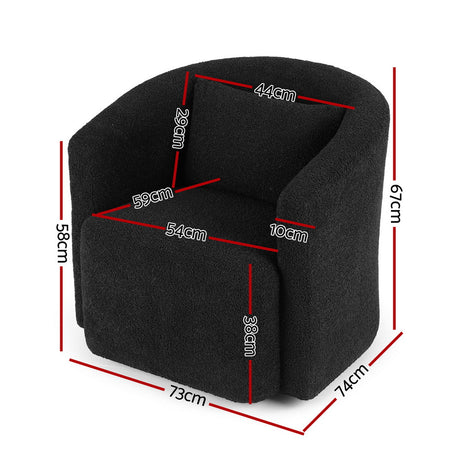 Remy Round Swivel Armchair, Black, view 2