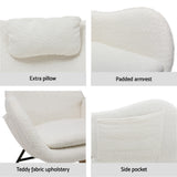Artiss Boucle Rocking Chair with Armchair Pillow - White