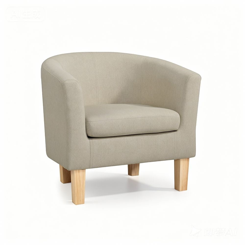 Warrimoo beige faux linen tub chair in a modern living room