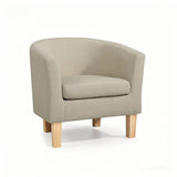 Warrimoo beige faux linen tub chair in a modern living room
