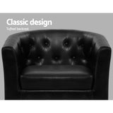 Artiss Ava Black Armchair Set with Ottoman - Elegant Comfort and Support