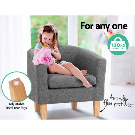 Artiss Abby Grey Fabric Armchair - Modern Elegance and Comfort