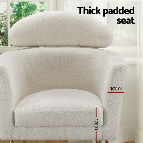 Artiss White Yoli Boucle Fabric Armchair