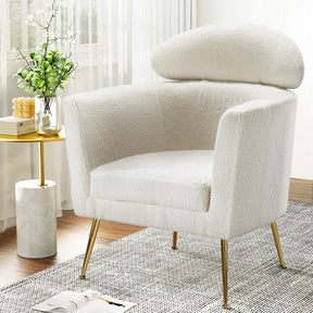 Dargan white boucle accent chair in a modern living room