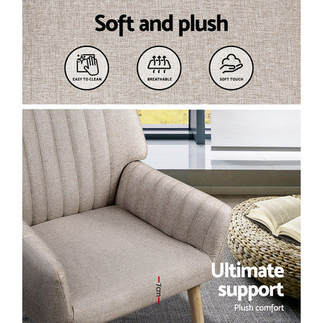 Artiss Sebastini Beige Fabric Armchair