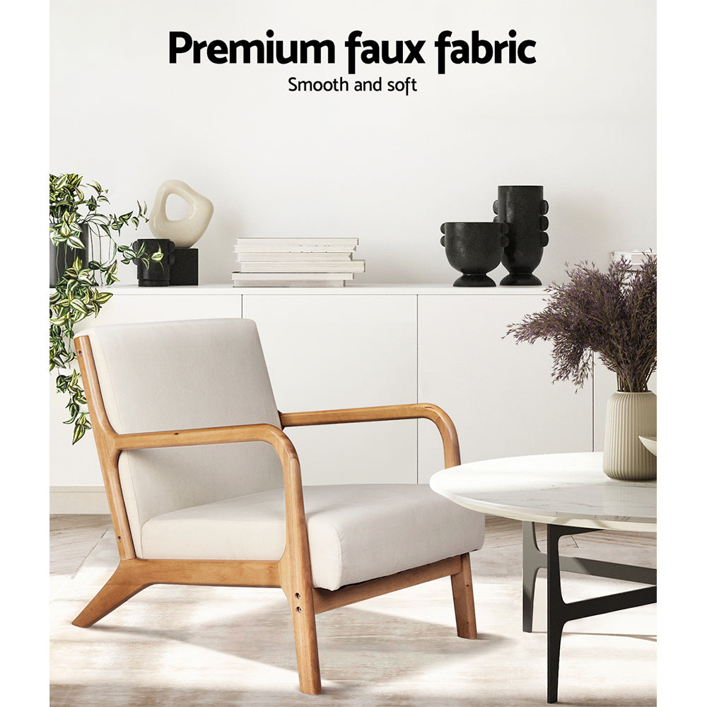 Artiss Olive Beige Fabric Armchair - Elegant Comfort and Style
