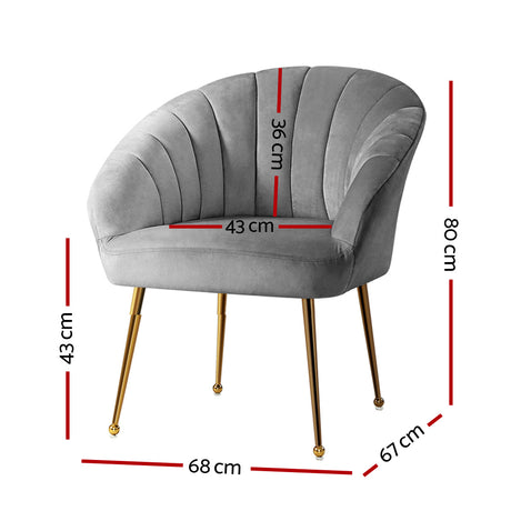 Artiss Eloise Velvet Armchair in Grey
