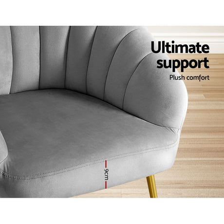 Artiss Eloise Velvet Armchair in Grey