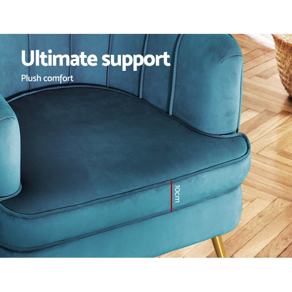 Artiss Norvia Velvet Armchair - Elegant Comfort in Navy