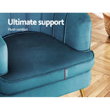 Artiss Norvia Velvet Armchair - Elegant Comfort in Navy