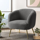 Blaxland charcoal sherpa fleece accent chair in a modern living room