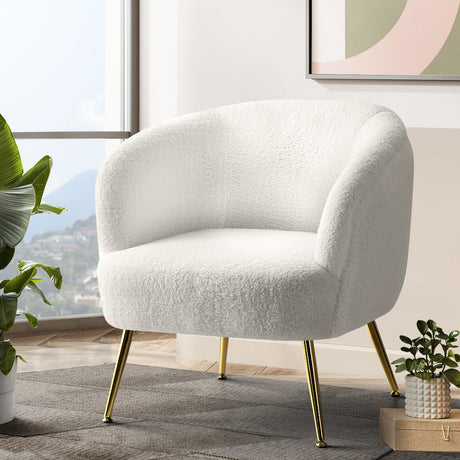 Theo Sherpa Armchair, White